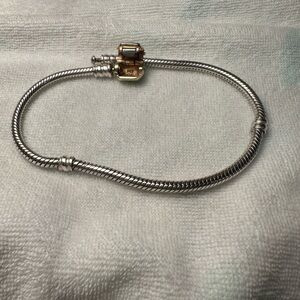 PANDORA Snake Chain Bracelet with 14K Gold Barrel Clasp